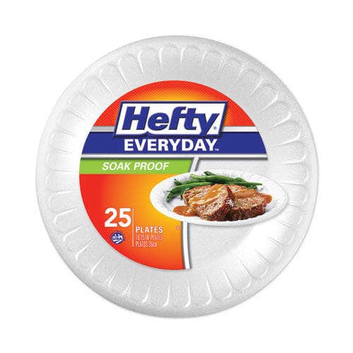 Hefty Soak Proof Tableware Foam Plates 10.25 Dia White 25/pack 10 Packs/carton - Food Service - Hefty®