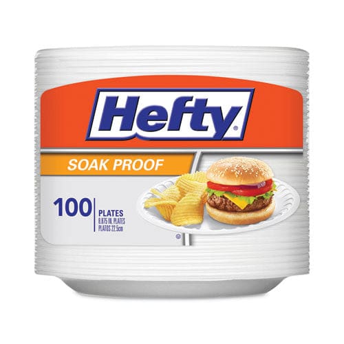 Hefty Soak Proof Tableware Foam Plates 8.88 Dia White 100/pack - Food Service - Hefty®