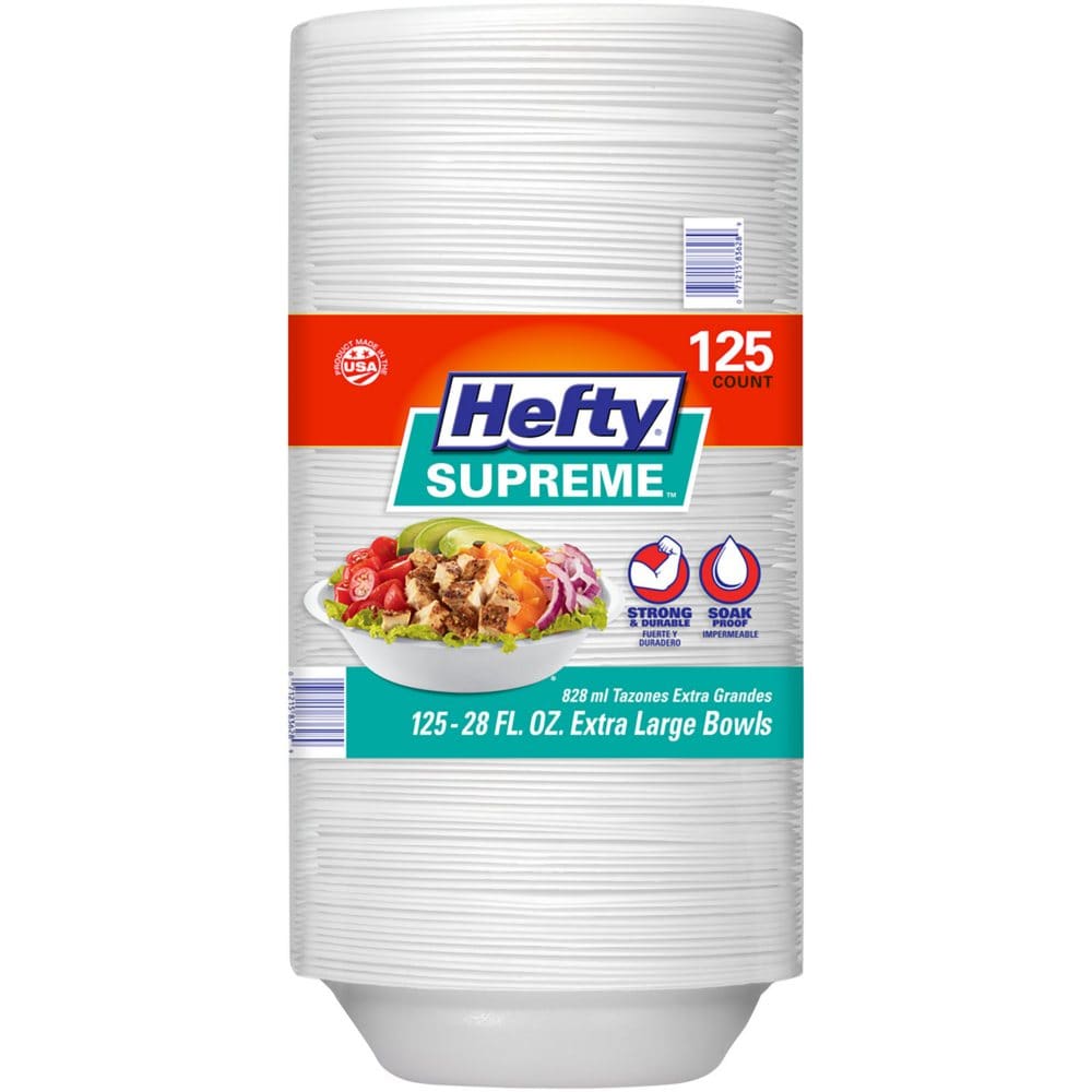 Hefty Supreme Extra Large Foam Bowls (28 oz. 125 ct.) - Disposable Tableware - Hefty Supreme