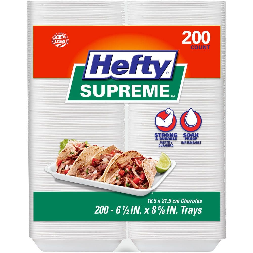 Hefty Supreme Foam Charola Trays 6.5 x 8.625 (200 ct.) - Disposable Tableware - Hefty Supreme