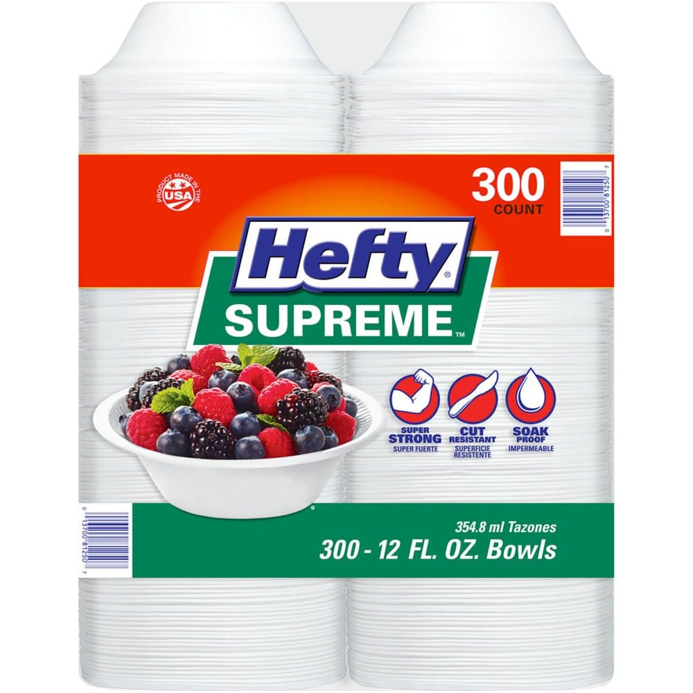 Hefty Supreme Heavyweight Foam Bowls (12 oz. 300 ct.) - Disposable Tableware - Hefty Supreme