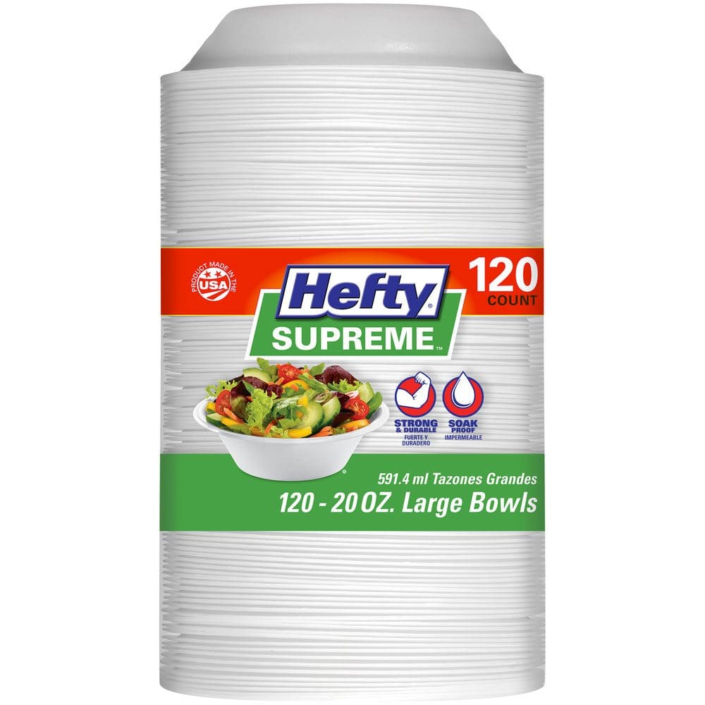 Hefty Supreme Large Foam Bowls (20 oz. 120 ct.) - Disposable Tableware - Hefty Supreme