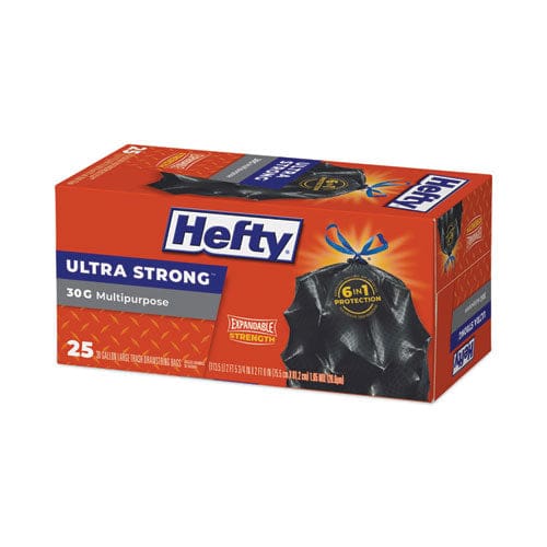 Hefty Ultra Flex Waste Bags 30 Gal 1.05 Mil 6 X 2.1 Black 150/carton - Janitorial & Sanitation - Hefty®