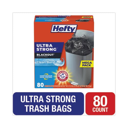 Hefty Ultra Strong Blackout Tall-kitchen Drawstring Bags 13 Gal 0.9 Mil 23.75 X 24.88 Black 80/box - Janitorial & Sanitation - Hefty®