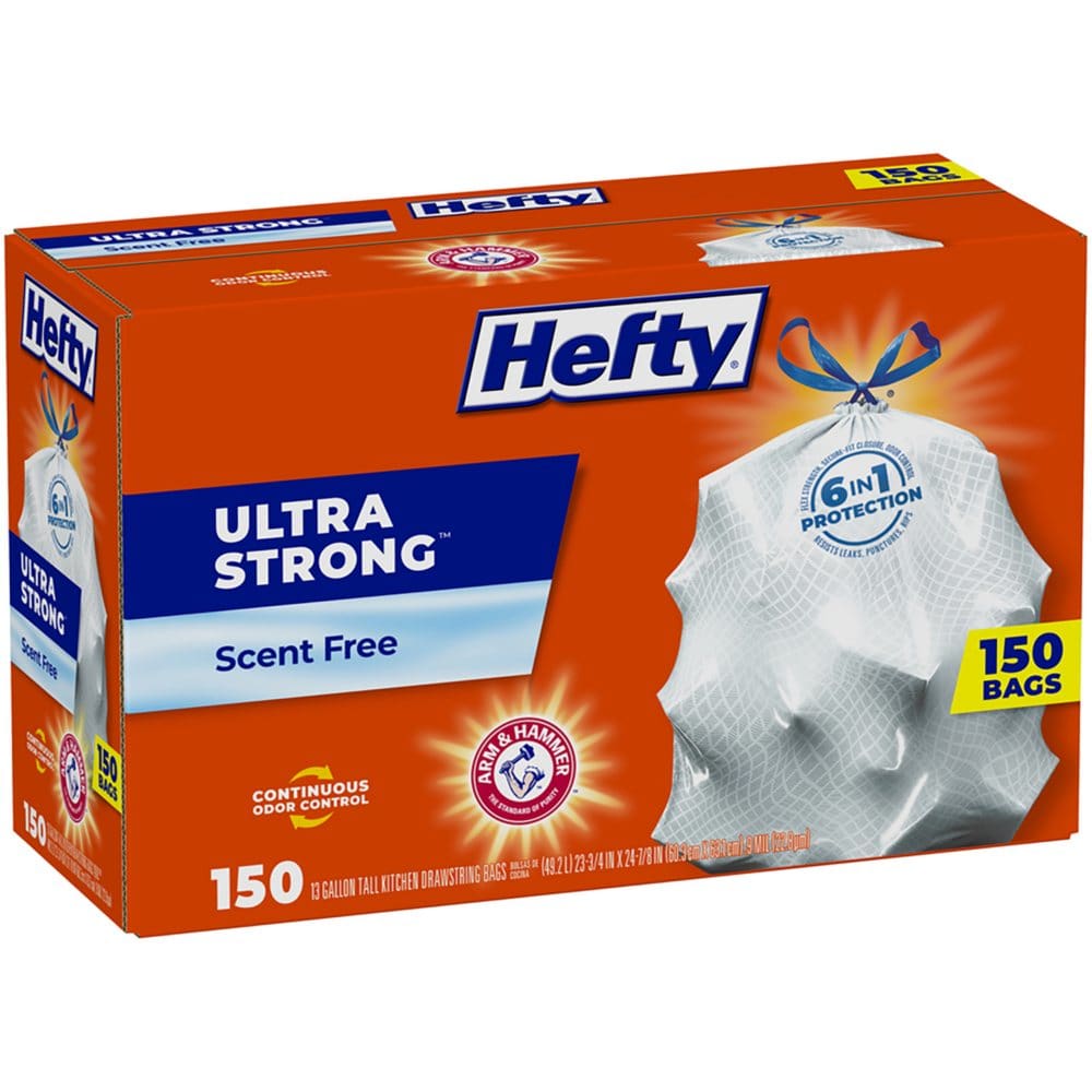 Hefty Ultra Strong Kitchen Drawstring Trash Bags (13 gal. 150 ct.) - Paper & Plastic - Hefty Ultra