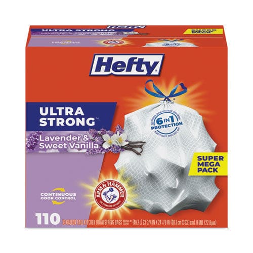 Hefty Ultra Strong Scented Tall White Kitchen Bags 13 Gal 0.9 Mil 23.75 X 24.88 White 110 Bags/box 3 Boxes/carton - Janitorial & Sanitation