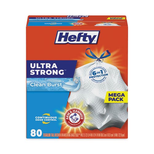 Hefty Ultra Strong Scented Tall White Kitchen Bags 13 Gal 0.9 Mil 23.75 X 24.88 White 80/box - Janitorial & Sanitation - Hefty®