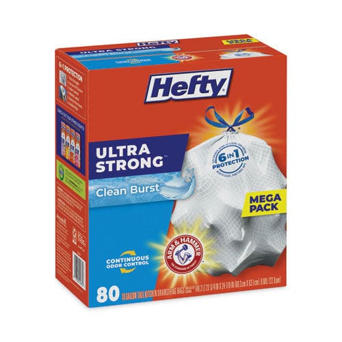 Hefty Ultra Strong Scented Tall White Kitchen Bags 13 Gal 0.9 Mil 23.75 X 24.88 White 80/box - Janitorial & Sanitation - Hefty®