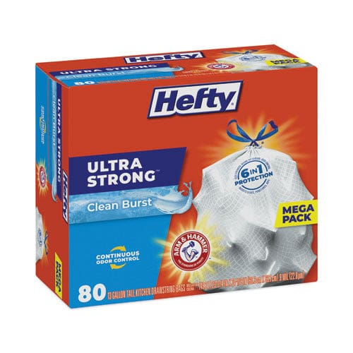 Hefty Ultra Strong Scented Tall White Kitchen Bags 13 Gal 0.9 Mil 24.75 X 24.88 White 80 Bags/box 3 Boxes/carton - Janitorial & Sanitation -