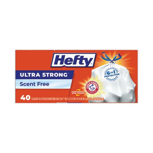 Hefty Ultra Strong Tall Kitchen And Trash Bags 13 Gal 0.9 Mil 23.75 X 24.88 White 40 Bags/box 6 Boxes/carton - Janitorial & Sanitation -