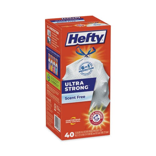 Hefty Ultra Strong Tall Kitchen And Trash Bags 13 Gal 0.9 Mil 23.75 X 24.88 White 40/box - Janitorial & Sanitation - Hefty®