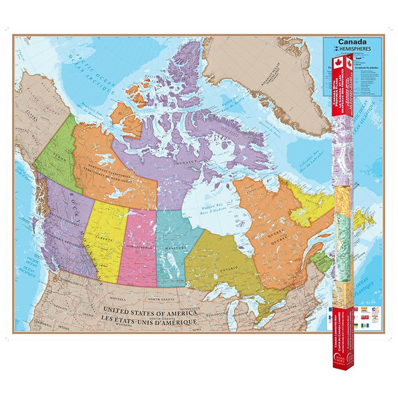 Hemispheres Laminated Map Canada (Pack of 2) - Maps & Map Skills - Round World Products