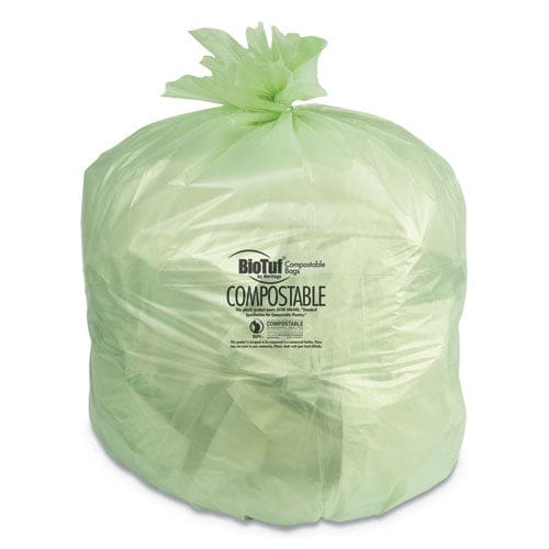 Heritage Biotuf Compostable Can Liners 45 Gal 0.9 Mil 40 X 46 Green 25 Bags/roll 5 Rolls/carton - Janitorial & Sanitation - Heritage