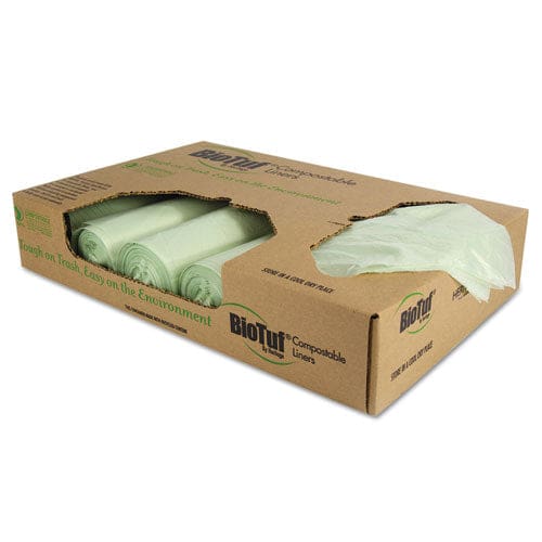 Heritage Biotuf Compostable Can Liners 48 Gal 1 Mil 42 X 48 Green 20 Bags/roll 5 Rolls/carton - Janitorial & Sanitation - Heritage