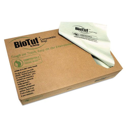 Heritage Biotuf Compostable Can Liners 60 Gal 0.9 Mil 38 X 58 Green 20 Bags/roll 5 Rolls/carton - Janitorial & Sanitation - Heritage