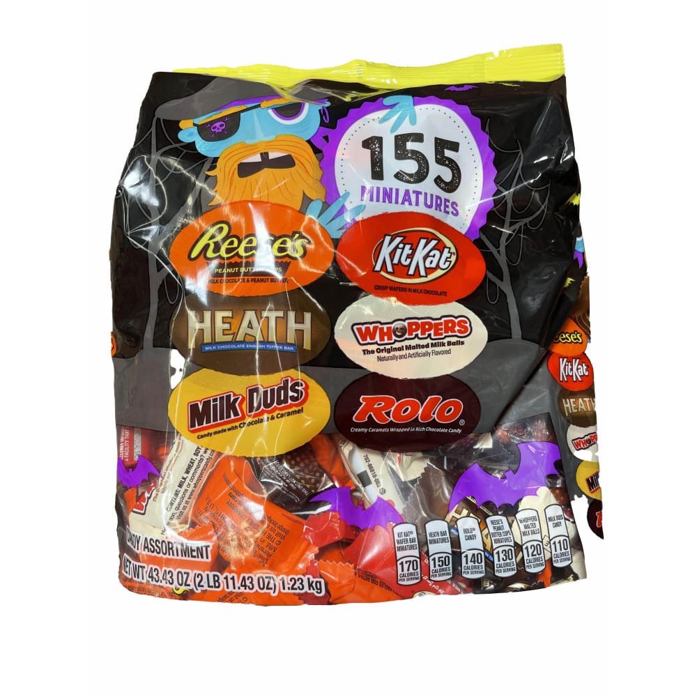 Hershey's Hershey, Miniatures Chocolate Assortment Candy, Halloween, 43.43 oz, Bulk Variety Bag (155 Pieces)