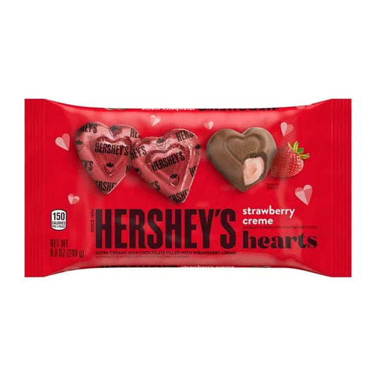 HERSHEY’S Extra Creamy Milk Chocolate with Strawberry Creme Hearts Candy Valentine’s Day 8.8 oz Bag - HERSHEY’S