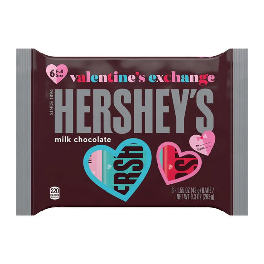 HERSHEY’S Milk Chocolate Candy Valentine’s Day 1.55 oz Bars (6 Count) - HERSHEY’S