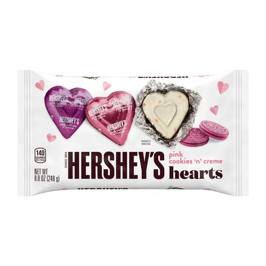 HERSHEY’S PINK COOKIES ’N’ CREME Hearts Candy Valentine’s Day 8.8 oz Bag - HERSHEY’S