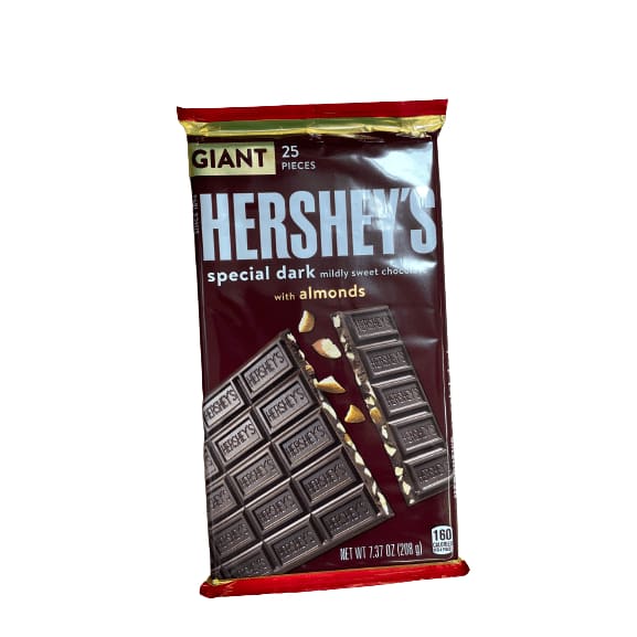 Hershey's HERSHEY'S, SPECIAL DARK Mildly Sweet Chocolate with Almonds Giant Candy, 7.37 oz, Bar (25 Pieces)