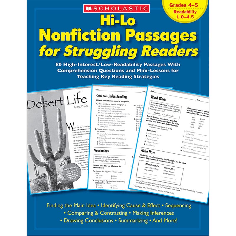 Hi-Lo Nonfiction Passages Gr 4-5 For Struggling Readers - Reading Skills - Scholastic Teaching Resources