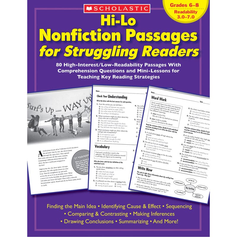 Hi-Lo Nonfiction Passages Gr 6-8 For Struggling Readers - Reading Skills - Scholastic Teaching Resources