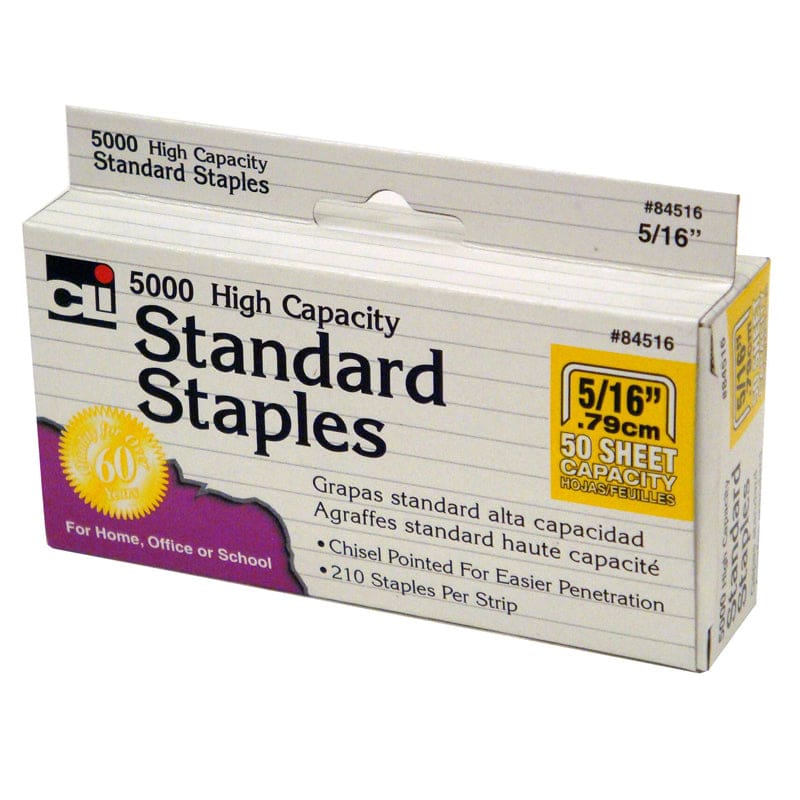 High Capacity Standard Staples 5000 Per Box (Pack of 12) - Staplers & Accessories - Charles Leonard
