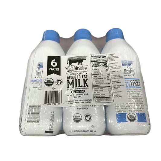 High Meadow Organic Reduced Fat Milk, 6 x 32 oz - ShelHealth.Com