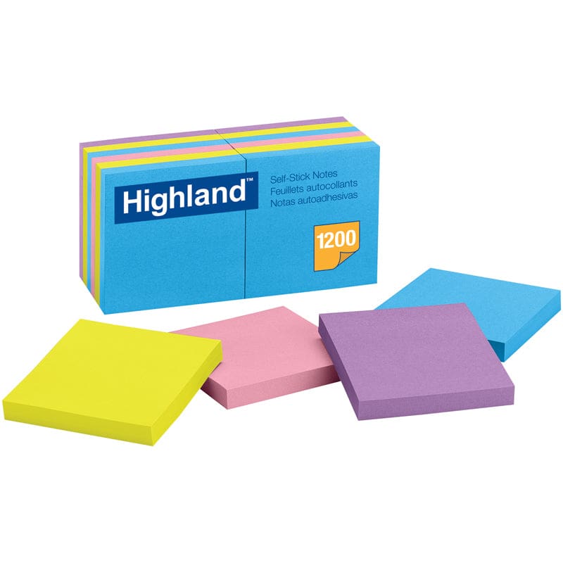 Highland Self-Stick 12 Pads 3 X 3 Removable Notes (Pack of 6) - Post It & Self-Stick Notes - 3M Company