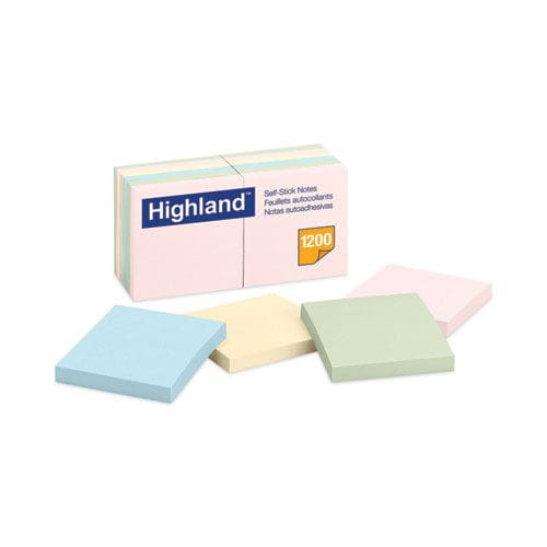 Highland Self-stick Notes 3 X 3 Assorted Pastel Colors 100 Sheets/pad 12 Pads/pack - School Supplies - Highland™