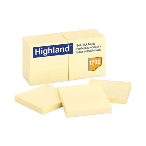 Highland Self-stick Notes 3 X 3 Yellow 100 Sheets/pad 12 Pads/pack - School Supplies - Highland™