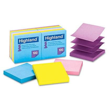 Highland Self-stick Pop-up Notes 3 X 3 Assorted Bright Colors 100 Sheets/pad 12 Pads/pack - School Supplies - Highland™