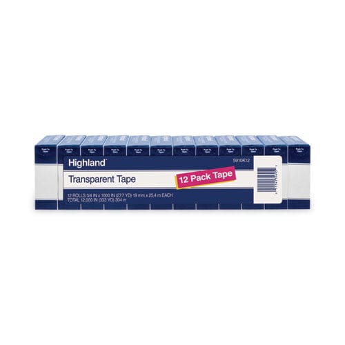Highland Transparent Tape 1 Core 0.75 X 83.33 Ft Clear 12/pack - School Supplies - Highland™
