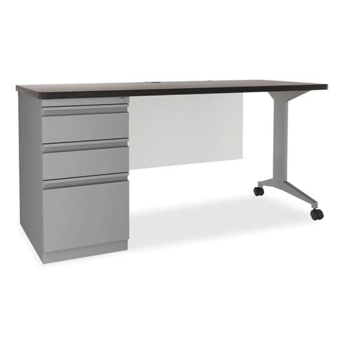 Hirsh Industries Modern Teacher Series Left Pedestal Desk 60 X 24 X 28.75 Charcoal/silver - Furniture - Hirsh Industries®
