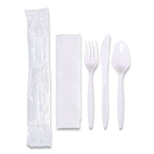 Hoffmaster Economy Cutlery Kit Fork/knife/spoon/napkin White 250/carton - Food Service - Hoffmaster®