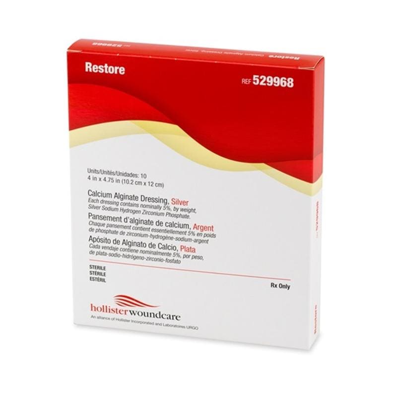 Hollister Restore Alginate Silver 4 X 4.75 Box of 10 - Wound Care >> Advanced Wound Care >> Silver Dressings - Hollister