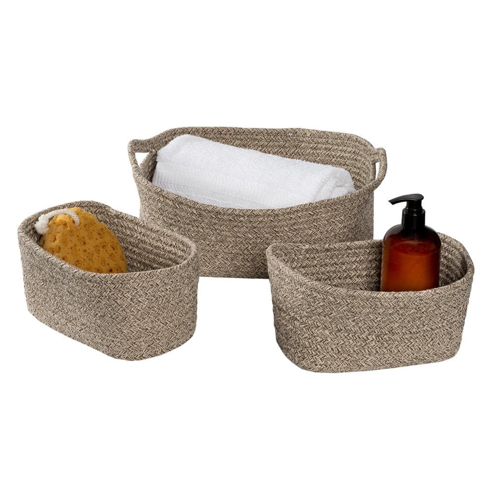 Honey-Can-Do 3-Piece Set of Cotton Nested Texture Baskets Champagne - Storage Supplies - Honey-Can-Do