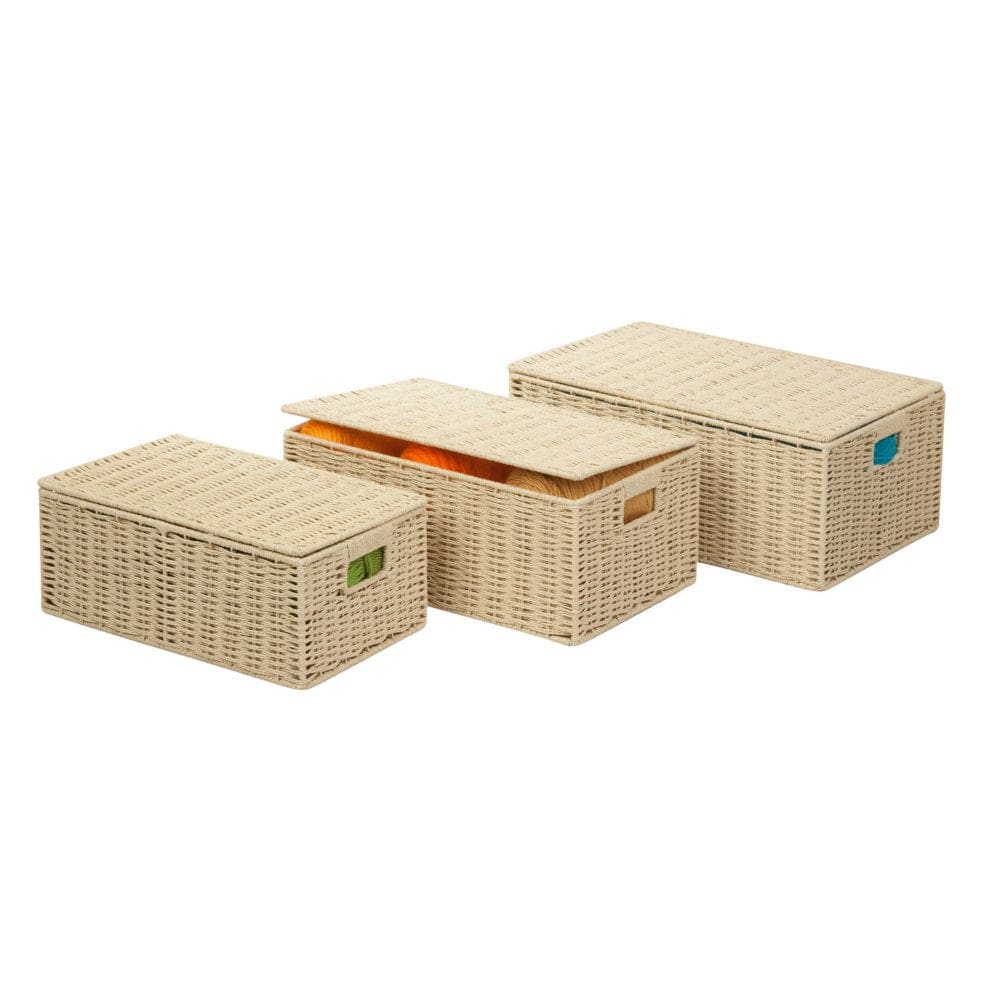 Honey-Can-Do Natural 3-Piece Paper Rope Cord Basket Set - Storage Supplies - Honey-Can-Do