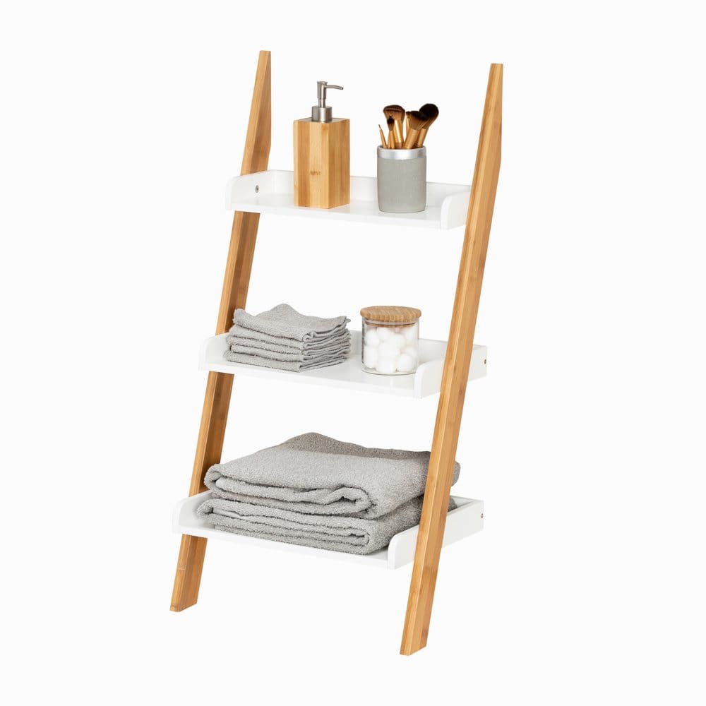 Honey-Can-Do Natural and White 3-Tier Ladder Shelf - Storage Supplies - Honey-Can-Do