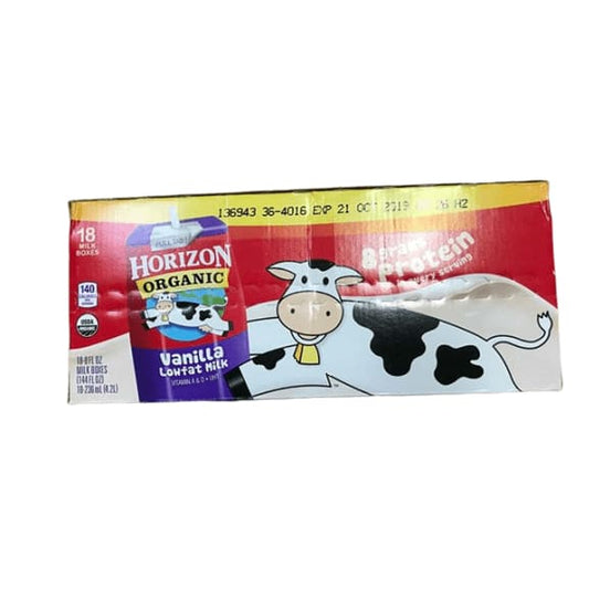 Horizon Organic, Chocolate Lowfat Organic Milk Box,  Vanilla, 8 Fl. Oz (Pack of 18) - ShelHealth.Com