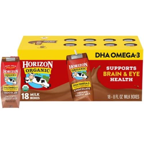 Horizon Organic Lowfat Chocolate Milk with DHA Omega-3 (8 fl. oz. 18 pk.) - Horizon