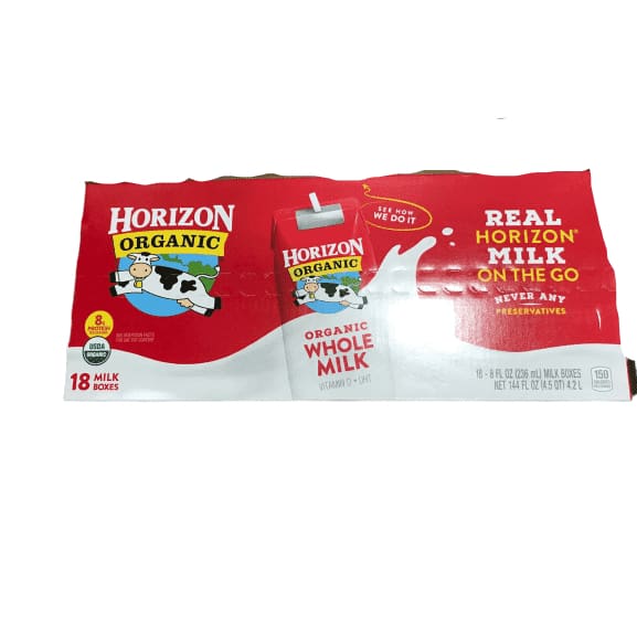 Horizon Organic, Lowfat Organic Milk Box, 8 Fl. Oz (Pack of 18) - ShelHealth.Com