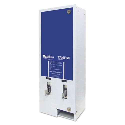 Hospeco Dual Sanitary Napkin/tampon Dispenser Free 11.13 X 7.63 X 26.38 White/blue - Janitorial & Sanitation - HOSPECO®