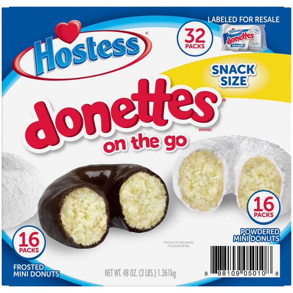 Hostess Mini Powdered Donettes and Frosted Chocolate Mini Donettes (1.5oz. 32pk.) - Breakfast - Hostess Mini
