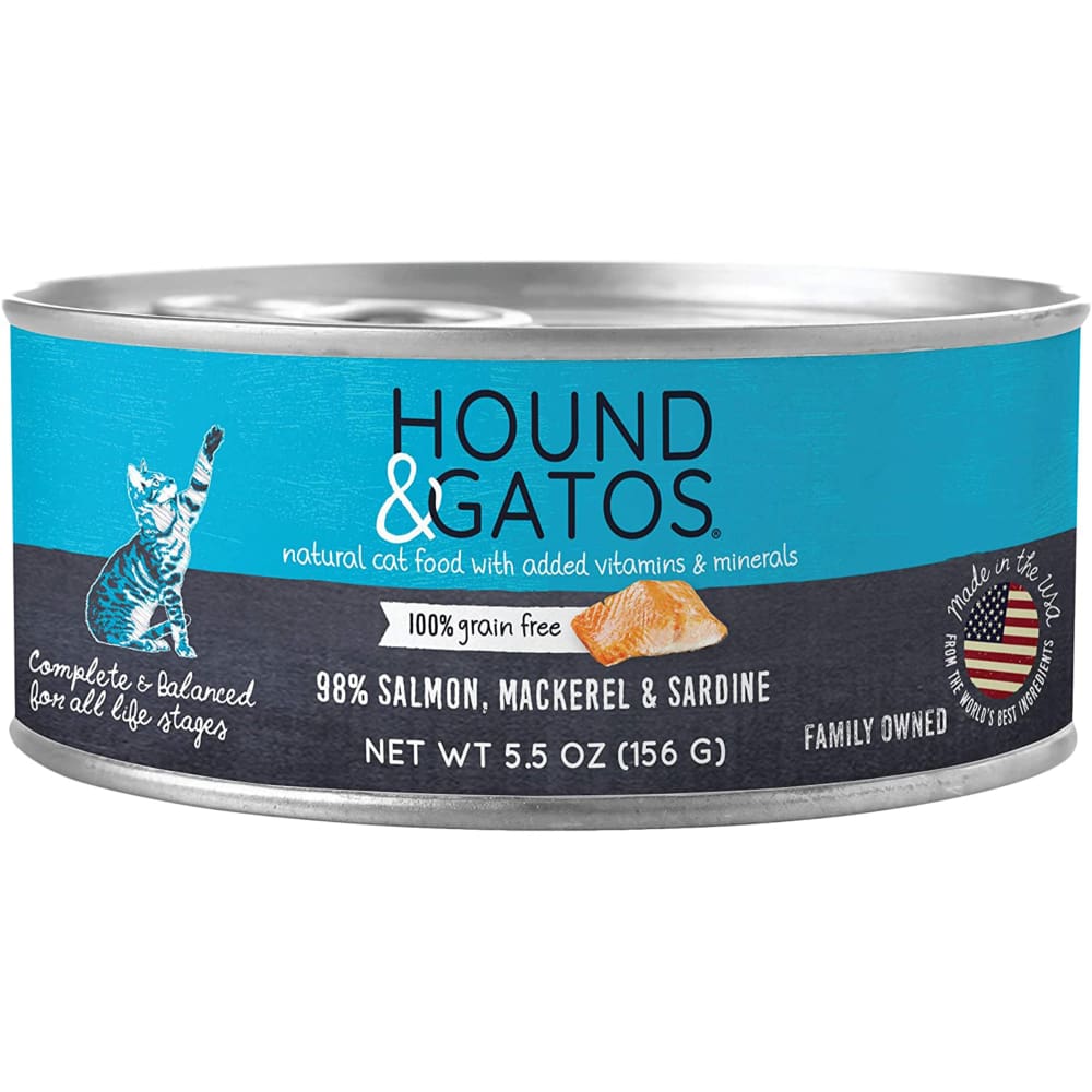 Hound and Gatos Cat Grain Free Salmon; Mackerel and Sardine 5.5oz. (Case of 24) - Pet Supplies - Hound and Gatos