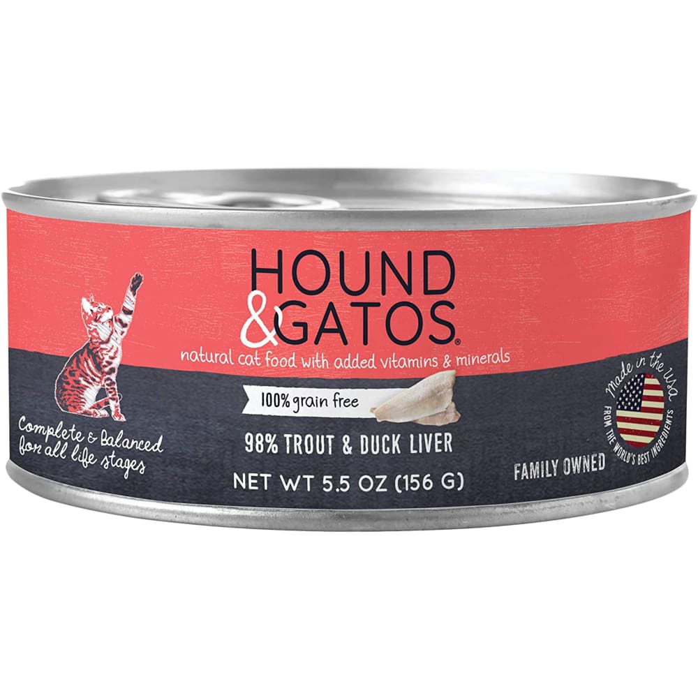 Hound and Gatos Cat Grain Free Trout and Duck Liver 5.5oz. (Case of 24) - Pet Supplies - Hound and Gatos