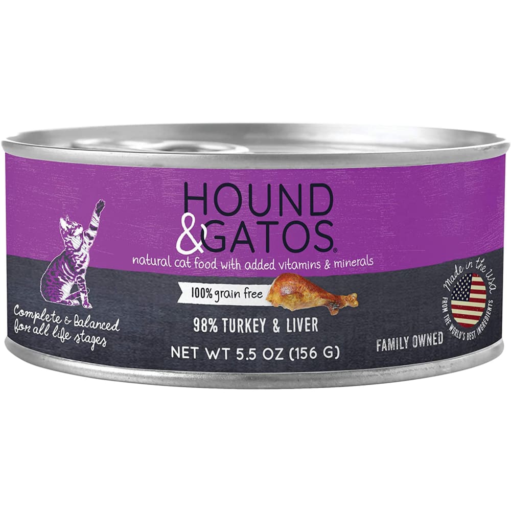 Hound and Gatos Cat Grain Free Turkey and Liver 5.5oz. (Case of 24) - Pet Supplies - Hound and Gatos