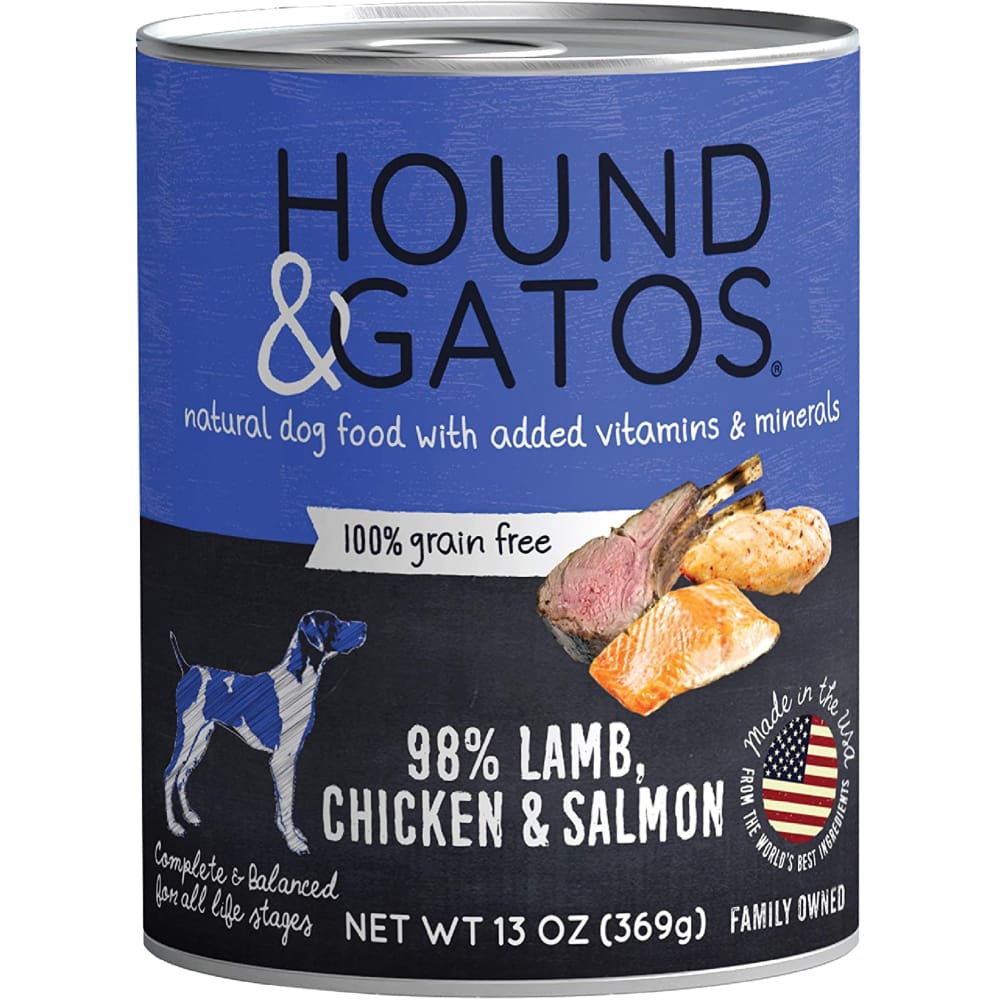 Hound and Gatos Dog Grain Free Lamb Chicken and Salmon 13Oz (Sold in Quantity of: 12) - Pet Supplies - Hound and Gatos