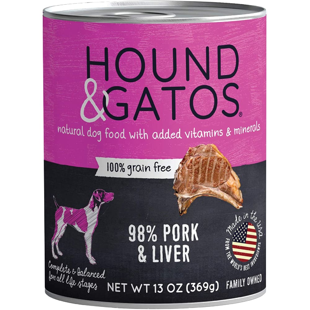 Hound and Gatos Dog Grain Free Pork and Liver 13oz. (Case of 12) - Pet Supplies - Hound and Gatos