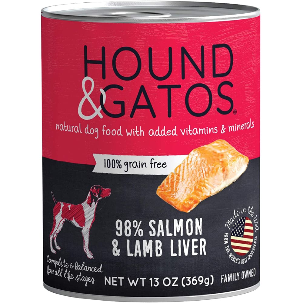 Hound and Gatos Dog Grain Free Salmon and Lamb Liver 13oz. (Case of 12) - Pet Supplies - Hound and Gatos